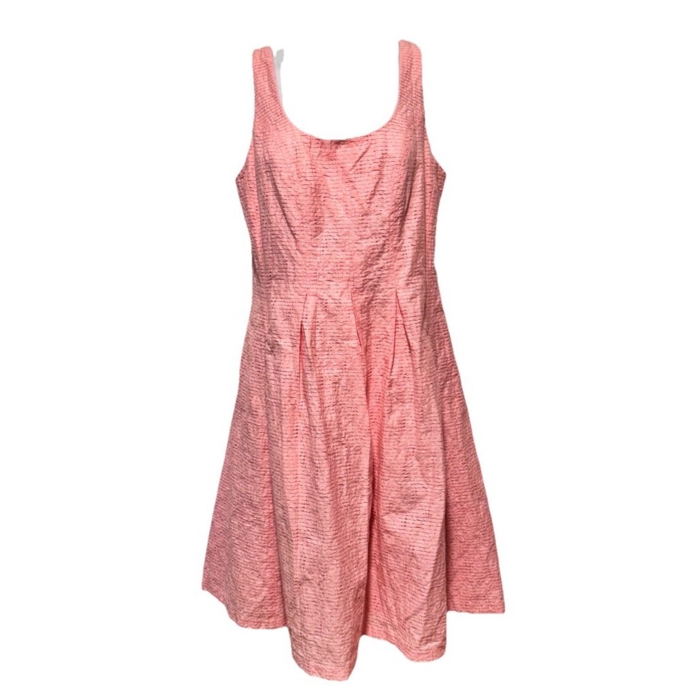 Pappagallo Fit and Flare Dress Women 6 Pink Textured Sleeveless Pockets - Picture 7 of 16